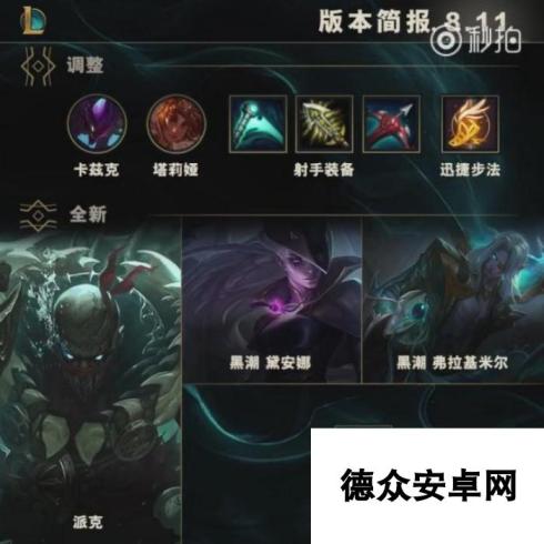 《LOL》8.11版本简报 新英雄新皮肤新装备将上线